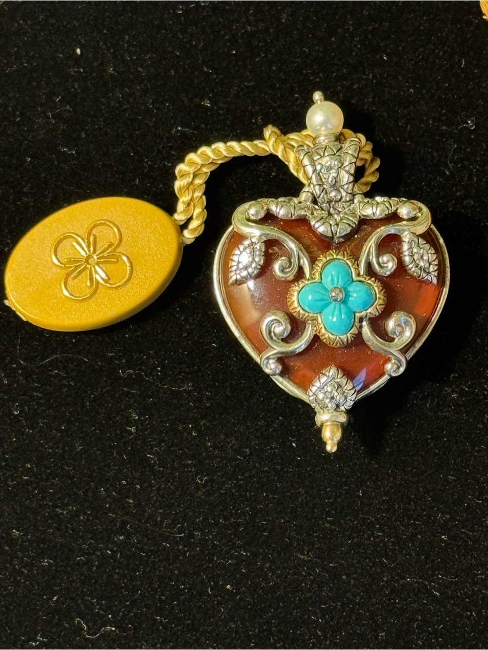Designer Barbara Bixby SS-18K Turquoise Heart Pendant - Women Jewelry